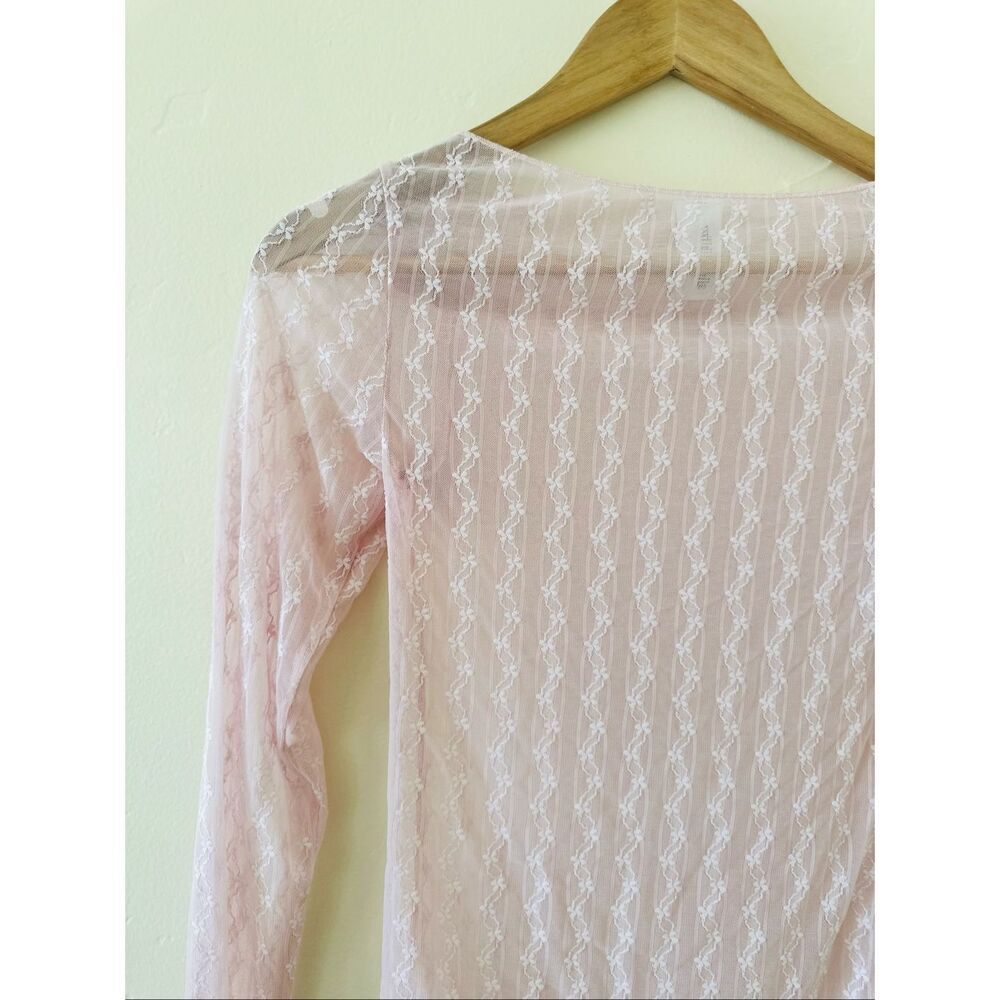 🌸 Wild Fable Pink Sheer Lace Long Sleeve Top Size XS New
